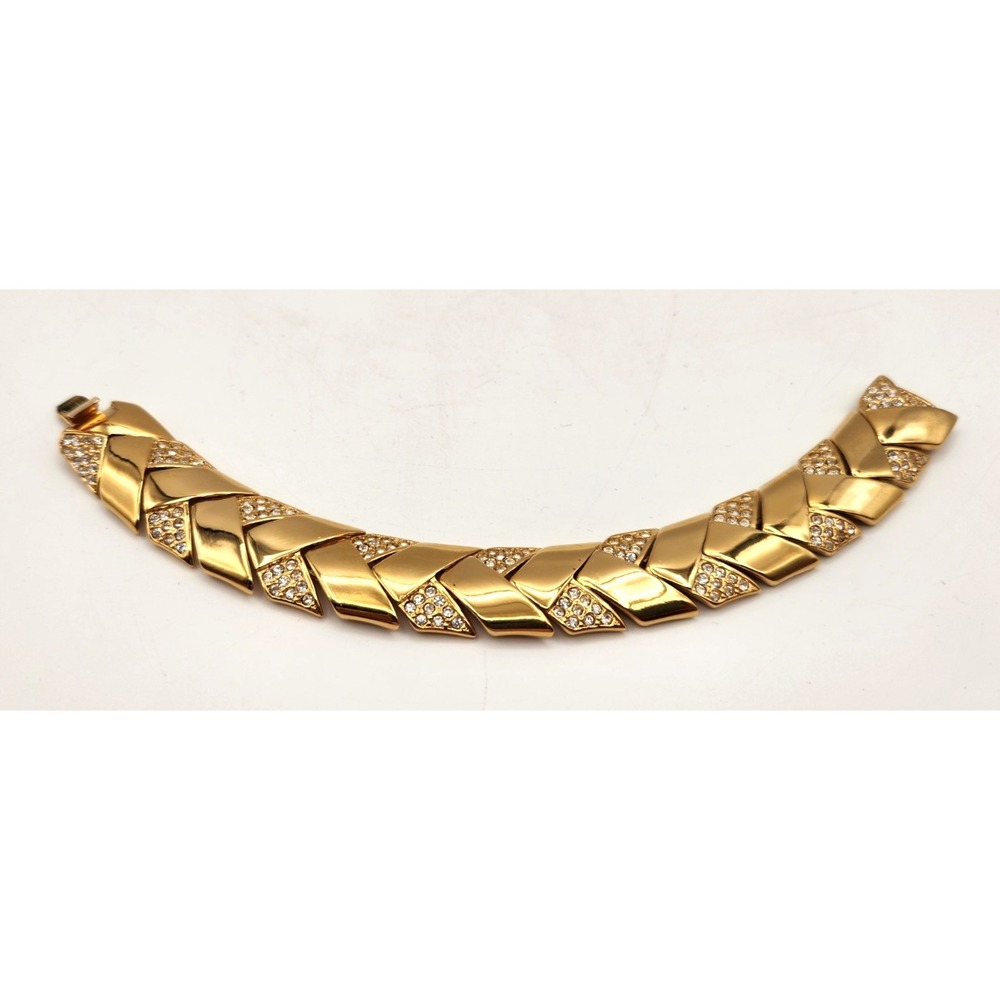 JOAN RIVERS Goldtone Clear Rhinestones 7.5" Bracelet 1980s Glamour